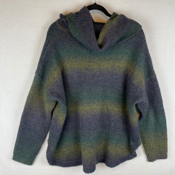 SISTERS Ombre Stripe Chunky Knit Cowl Neck Pullover Sweater 2X - Picture 2 of 7